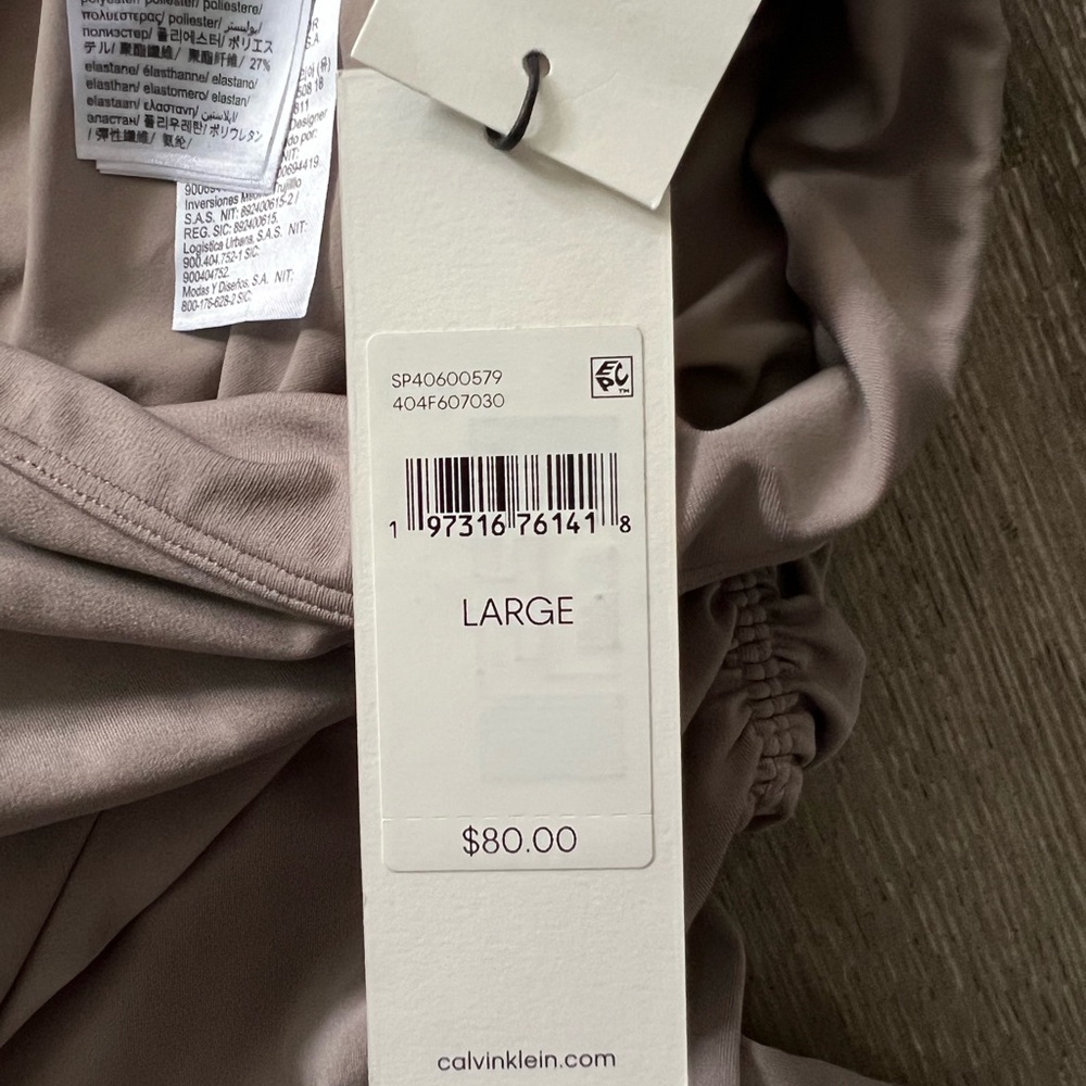 NWT Calvin Klein Driftwood (taupe) Athletic Sport Icon Ruched Leggings size L - Picture 5 of 9